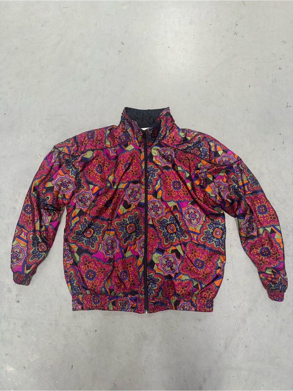 Men's Multicolor Floral Print Windbreaker Jacket - Pink & Orange